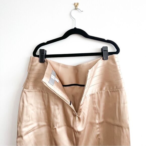 Tristan Gold Satin Party Skirt Crossover Belt Stretchy Lined Back Zip Women's 8 - Picture 3 of 7